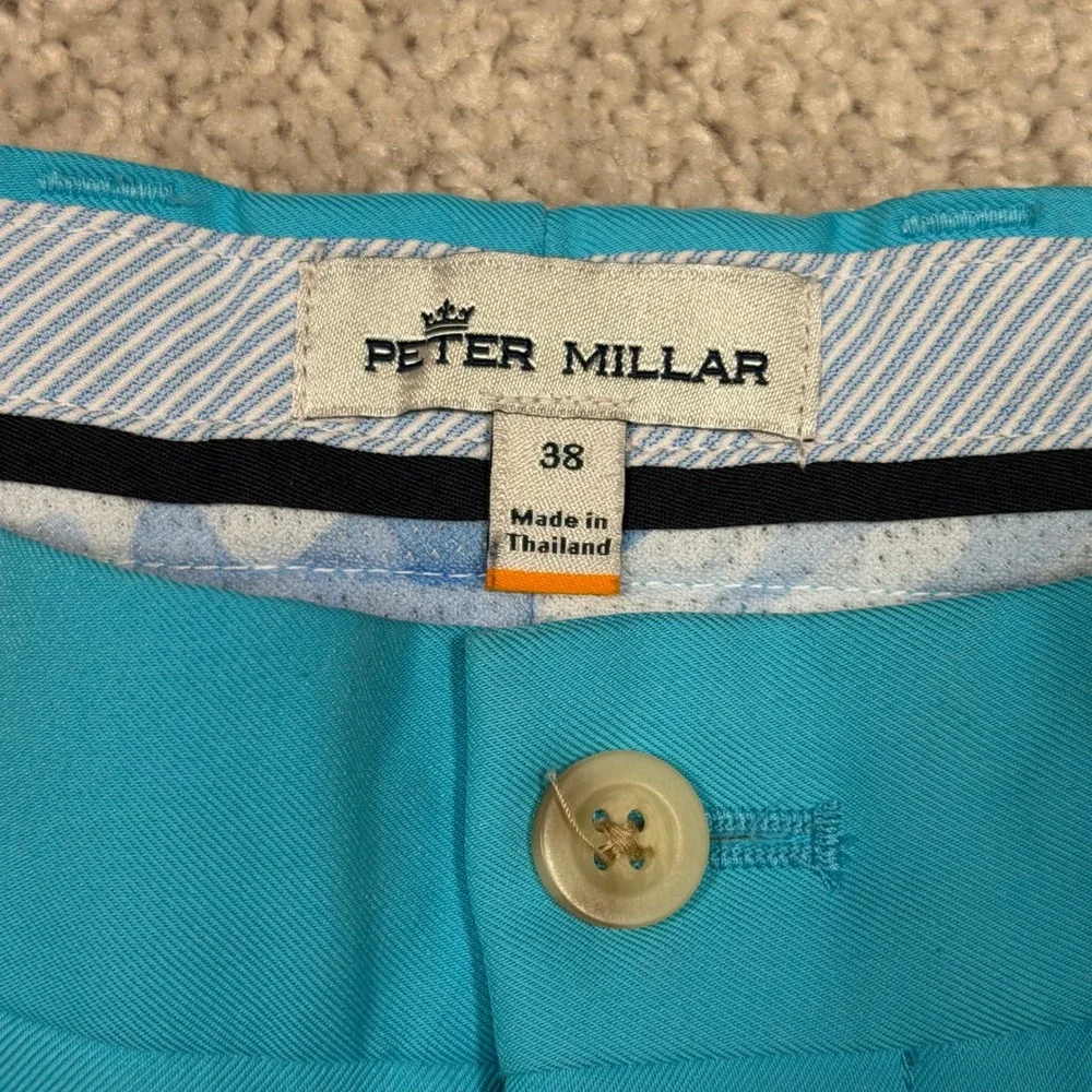 Peter Millar Mens Performance Golf Shorts Turquoise Blue Size 38 Flat Front